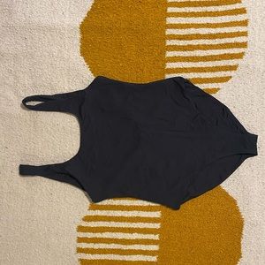 Discontinued Girlfriend Collective one piece plunging back bathing suit